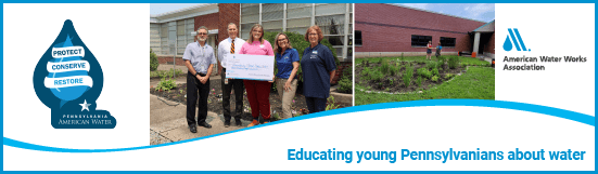 Image of girl scout badge, check presentation and rain garden
