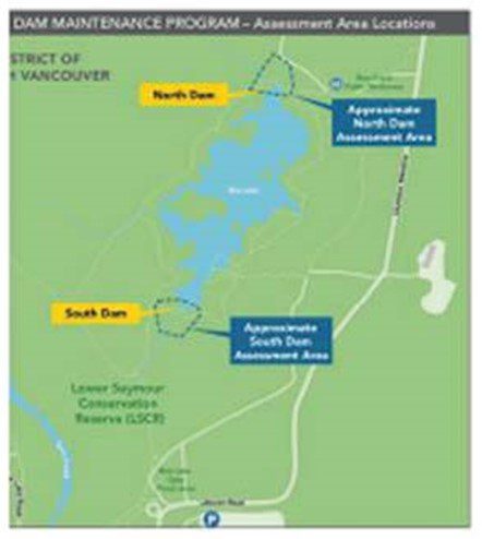 Map of Rice Lake dams