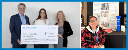 Water Equation photos from left: scholarship presentation, KatieMae Apatiki received travel funding, Michelle Hektor