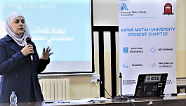 Dr. Rania, faculty advisor with Mu'tah University student chapter in Jordan 