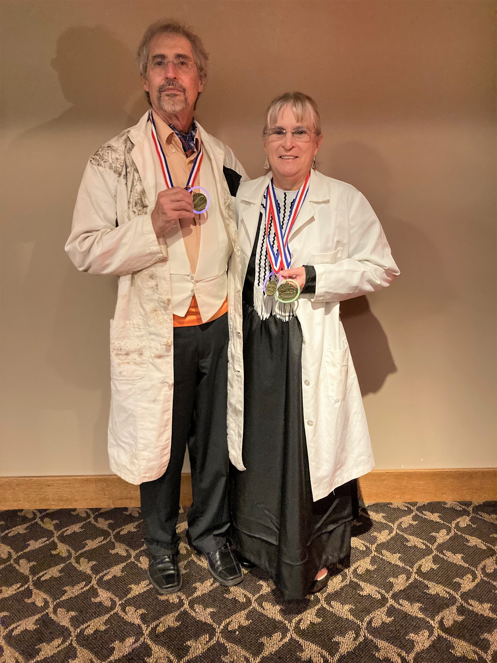 Skadsen and husband in Halloween costume.